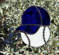 Baseball with blue hat